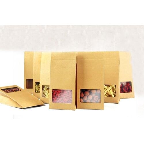 10*23.5*3cm 10pcs Brown Stand Up Kraft Paper Bags Boxes Recyclable Wedding Gift Jewelry Food Package Paper Box
