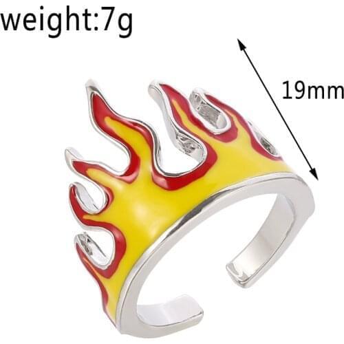10pcs Adjustable Size Goth Punk Flame Ring Women Men Girls Boys Hip Hop Fashion Flame Opening Rings Party Jewelry Gift