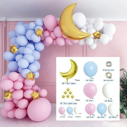 119 Pcs Big Moon Foil Balloons Garland Arch Kit Macaroon Pink Girl Balloon Ins Event Wedding Birthday Party Theme Decoration