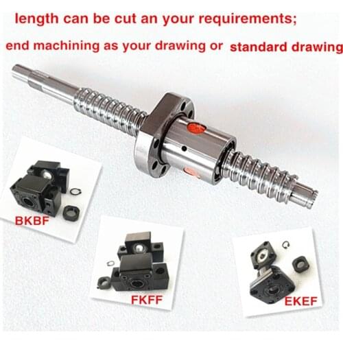 12mm ballscrew SFU1204 set:C7 cold rolled ball screw RM1204 L100/150/200mm with ball nut BKBF10 end machined for cnc parts