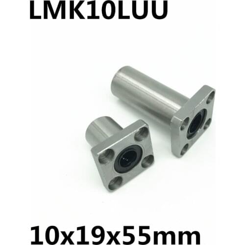 2pcs LMK10LUU for 10mm shaft linear bearing square flange ball bearing bush 10x19x55 mm LMK10L Free Shipping