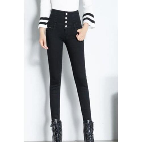 2021 New Women Simple solid color High Waist Skinny Jeans fashion Female washed Slim Stretch Cotton Casual Denim pencil pants