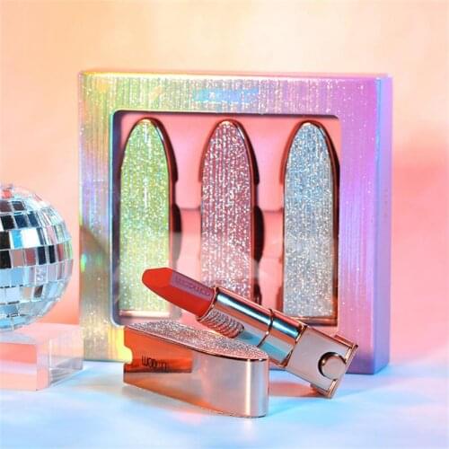 New 3pcs/set Moisturizer Lipstick Shiny Cool Matte Lipstick Waterproof Long-lasting Non-stick Cup Perfect Gift With Box Sets