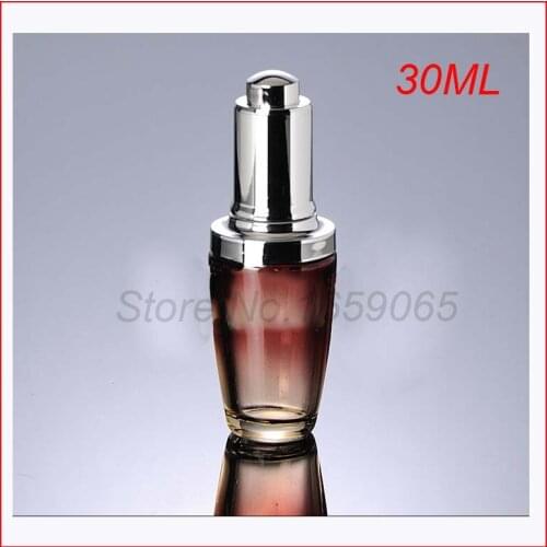 30ML red glass bottle with press dropper for Cosmetic Packaging makeup Refillable Bottles 50pcs/lot