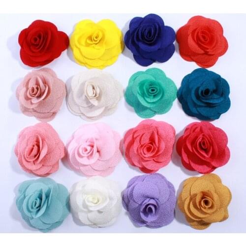 50PCS 7CM Big Fashion Burlap Fabric Flowers For Headwear Hair Flower For DIY Accessories U Pick Colors