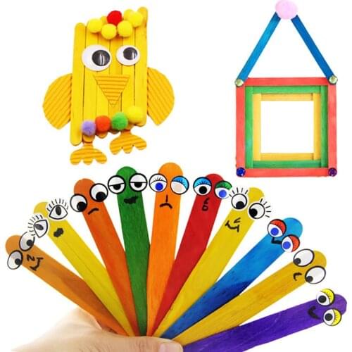 50Pcs Wooden Ice Cream Sawtooth Sticks DIY Crafts Toy Party Supplies