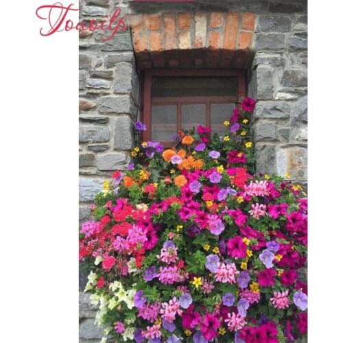 5D DIY Diamond Painting Windowsill Of Beautiful Flower Decoration 3d Diamond Embroidery Resin Drill Needlework Rhinestone