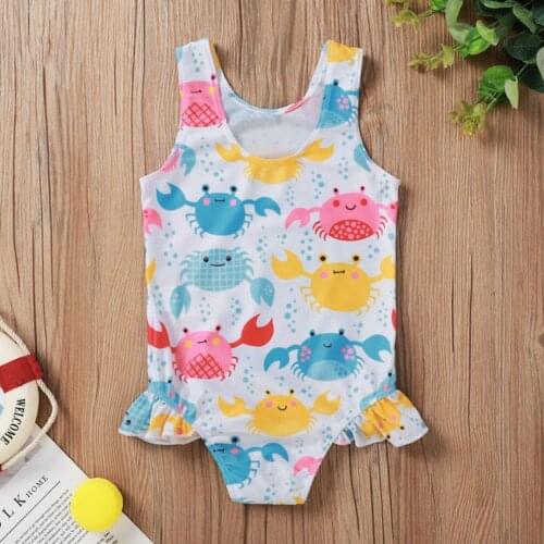 0-3Years Toddler Kid Baby Girl Cartoon Print Bikini One-Piece Swimwear Swimsuit Beachwear zwemkleding meisje Tank top Casual M4