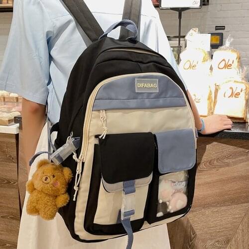 Patchwork Color Women Student Backpack Double Shoulder Travel Rucksack New Travelling A4 Book Schoolbag For Teen Girl Boy