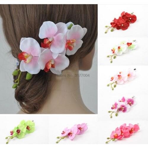DHL 1000pcs Butterfly Orchid Hair Clip Artificial Flower Girls Trendy Hair Pin Party Vacation Fashion Hair Pin