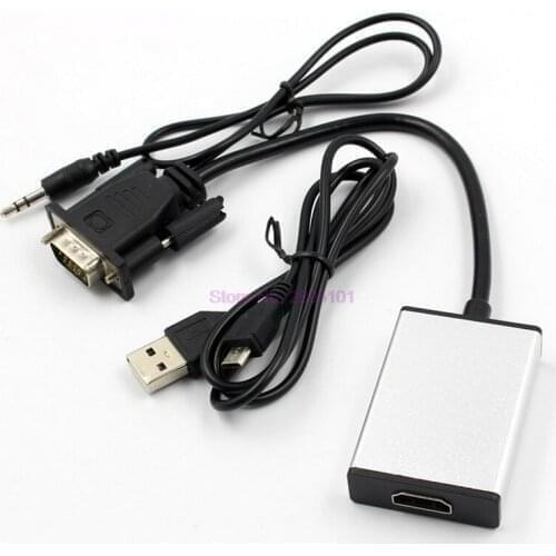 Dhl or fedex 50pcs VGA to HDMI,Gold Plated 1080P VGA Male To HDMI Female Adapter Converter With Audio Support For HDTV