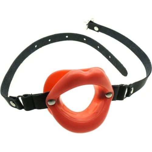 Adult Erotic Products Lip Shape Open Mouth Gag BDSM Sex Toys Leather Band Bondage Rubber Penis Insert Oral Sex Gag For Men Woman