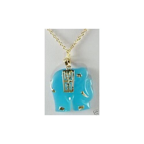 Beautiful Jewellery Blue Jade Elephant Pendant Necklace 18"