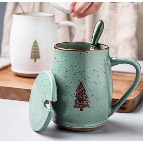 Friends Beer Mug Cup Couple Reusable Ceramic Creative Handmade Personalized Cute Coffee Mugs Lid Spoon Caneca Drinkware DF50M