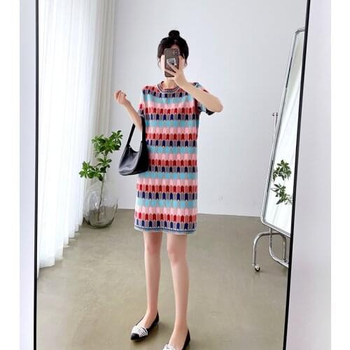 Summer Knitted Maternity Nursing Dress New Fashion Casual Colorful Breastfeeding Feeding Clothes for Pregnant Women Pregnancy