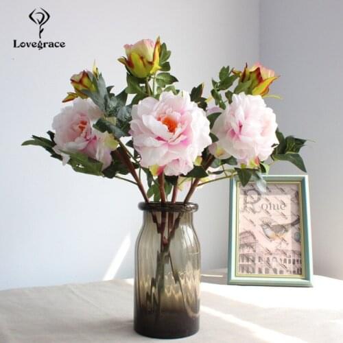 Lovegrace Bridesmaid Holding Flower DIY Wedding Bouquet Artificial Silk Peony Flower Party Prom Decorations Flower Arrangement