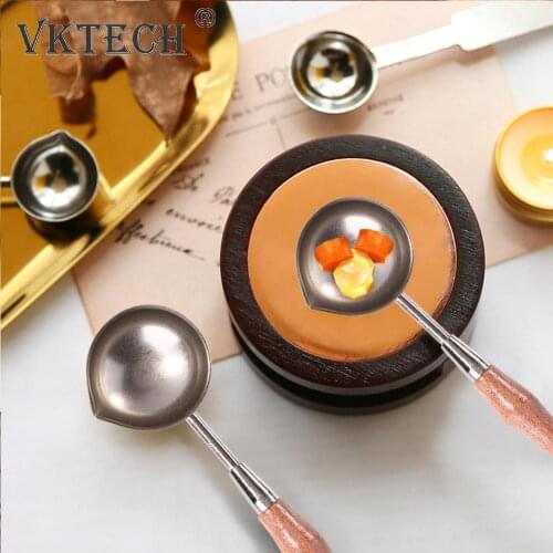 Wooden Handle Sealing Wax Spoon Seal Stamp Wax Bead Tablet Melting Burning Spoons for Scrapbooking Album Envelope Craft Deco