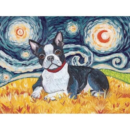 DIY Painting By Numbers Dog Animal Oil Coloring By Numbers Abstract Wall Art Canvas Picture Hand Painted Home Decoration Gift