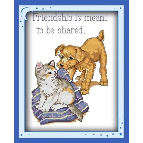 Joy Sunday Friendship Is To Share Chinese Cross Stitch Kits Ecological Cotton Stamped 11&14CT DIY New Year Decorations For Home