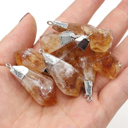 New Citrines Pendants Irregular Shape Trendy Charms Pendants For Women Necklace Jewelry Making Size 15x30-16x40mm
