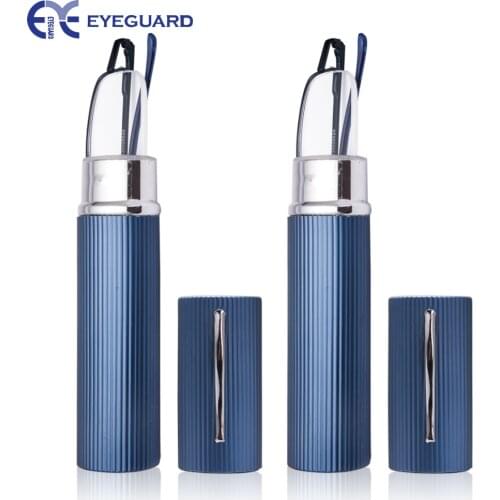 EYEGUARD Pen Reading Glasses Metal Frame & Tube Case mini size Slim Readers unisex Blue 2 Pairs