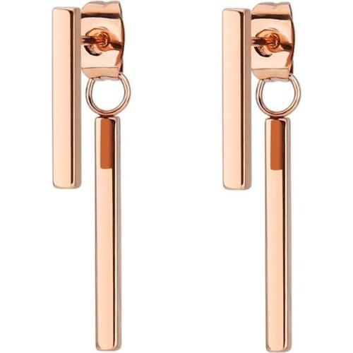 Wholesale Jewelry -- Stainless Titanium steel Stick Drop Earrings For Men Women Jewelry Gold / White / Rose