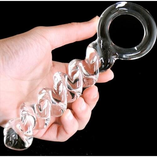 Pyrex Crystal Dildos Spiral G-spot Stimulate Penis Long Anal Butt Plug Anus Expander Dildos Female Adult Sex Toys For Women Men