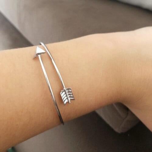 Simple Arrow Adjustable Bracelets & Bangles For Women Bileklik Bayan Body Jewelry Accessories Stainless Steel Open Bangles Men