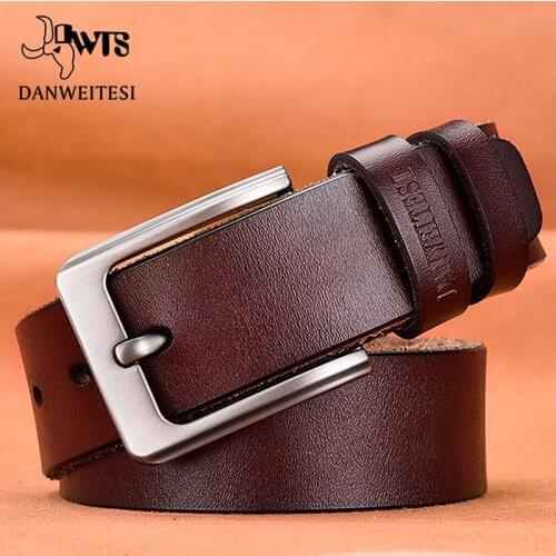 [DWTS] Mens belt Cow Genuine Leather Luxury Strap Male Belts for Men black and brown Colors Vintage Pin Buckle Belt Man