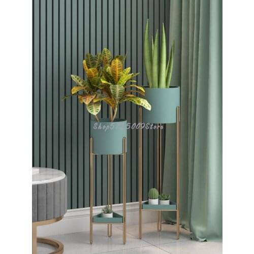 Nordic light luxury iron flower rack shelf indoor living room simple balcony green flower pot rack flower shelf floor type