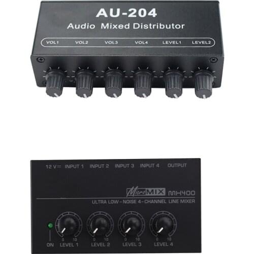 Retail Mx400 Ultra-Compact 4 Channels Mini Audio Stereo Headphone Amplifier Eu Plug & Stereo Mixer Audio (2 Input 4 Output)