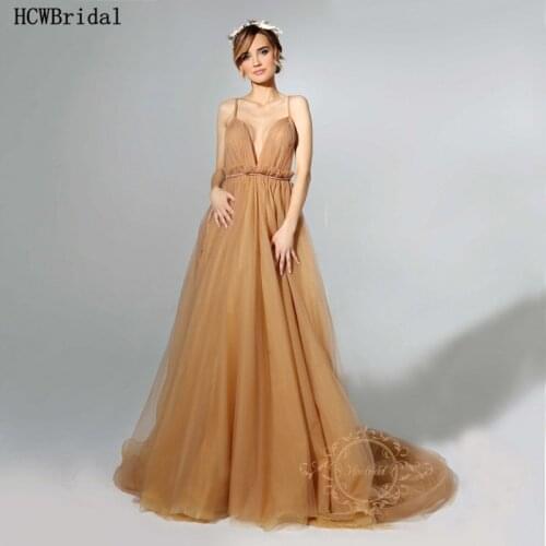Champagne Backless Sexy Evening Dress Sweetheart Spaghetti Straps Tulle Long Wedding Party Dresses Prom Gowns Robe De Soiree