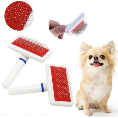 Puppy Small Dog Cat Hair Remover White Plastic Handle Multi-purpose Protective Head Dense Needle Comb Pet Comb Grooming Tool