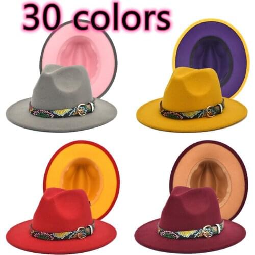 30 colors fedora hat woolen jazz hat party hats ladies fedora hats men hats top hats Panama кепка женская