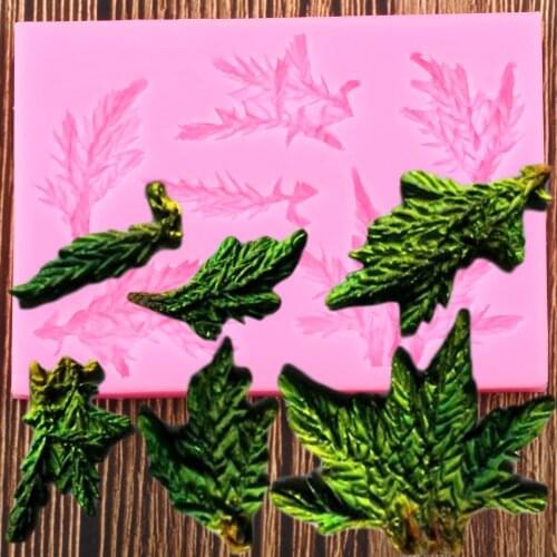 Pine Branch Silicone Molds DIY Christmas Cake Decorating Fondant Mold Cake Baking Candy Polymer Clay Chocolate Gumpaste Moulds