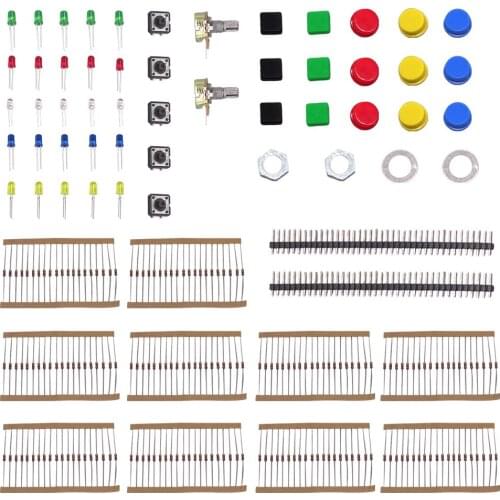 Starter Kit with Switch, Color Led, Resistors,Rotary Potentiometer for Arduino UNO R3 Mega2560 Mega328 Nano