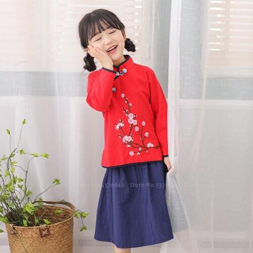 Traditional Chinese Tang Suit Baby Girl Embroidery Princess Party Dress Children Hanfu Qipao Skirt Kids Festival Cosplay Costume