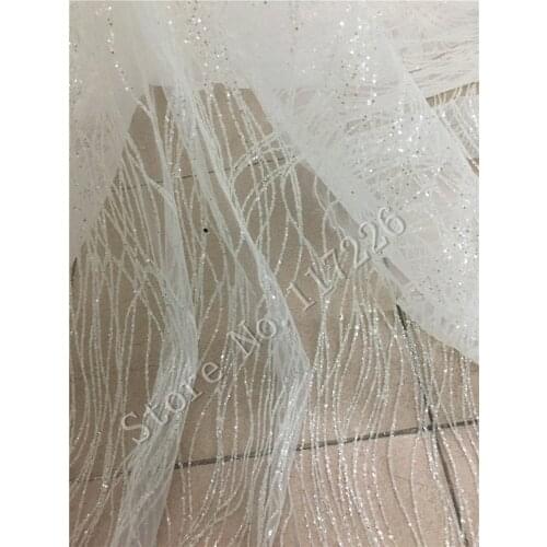 Clear white glued glitter French Tulle Lace JRB-72215 Fashion African French Lace With glitter