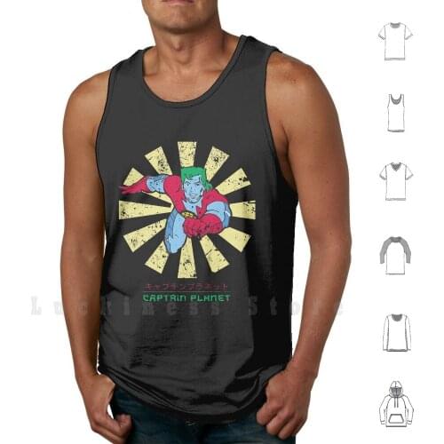 Captain Planet Retro Japanese tank tops vest sleeveless Captain Green Super Hero Gaia Planeteers Earth