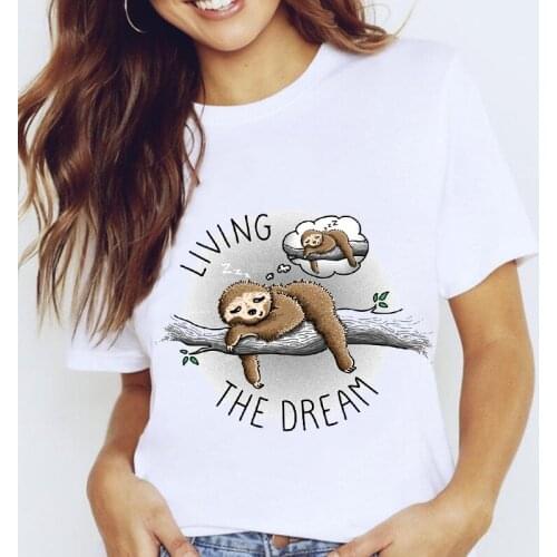 Women Graphic Sloth Funny Trend Style Cartoon Animal 90s Clothing Lady Clothes Tops Clothing Tees Print Female Tshirt T-Shirt
