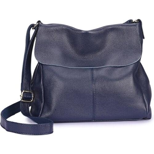 2PCS / LOT Genuine leather Portable Lychee Pattern Woman Shoulder Sling Bag Handbag Big Messenger Bag