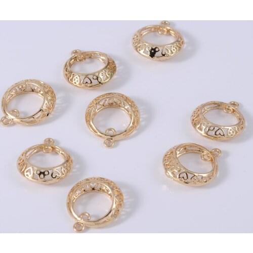 20pcs DIY charm 15*18 mm hollow out magic circle pendant gold double hung jewelry accessories pendant necklace