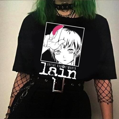 2021 Serial Experiments Lain Oversized T-Shirt Men T Shirt Manga Short Sleeve Tee Tops
