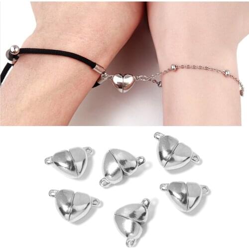 5sets High Quality Love Heart Strong Magnetic Clasps Fit Bracelets Necklace End Clasp Connectors for Makings Leather Bracelet