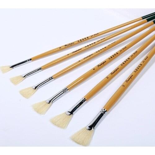 6Pcs/set Fan Shaped Wolf Hair Paint Brushes Paint Brushes For Watercolor Supplies Watercolor Oil Paint Brush Set