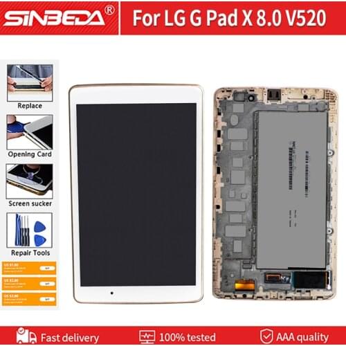 8.0'' LCD For LG G Pad X 8.0 V520 V521 V522 V525 LCD Screen Touch Screen Digitizer Full Assembly with Frame LG G Pad V520 LCD