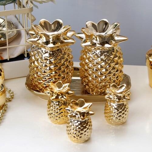 Pineapple Trinket Collectible Figurines Decor Ornaments Ceramic Fruit Model