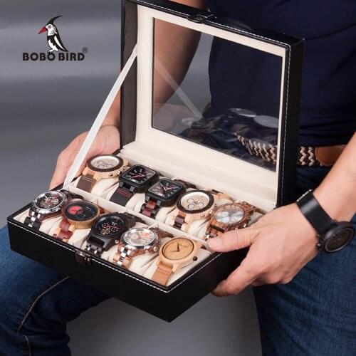 BOBO BIRD Watches Display Box Organizer Storage Box Leatherette Wrist Watch Holder Jewelry Display Case