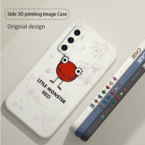 Simple Monster Pattern Phone Case For Huawei P40 P40Lite P30 P20 Mate 40 40Pro 30 20 Pro Lite P Smart 2021 Y7a Silicone Cover