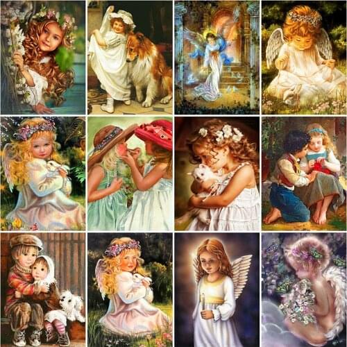 Evershine Diamond Embroidery Girl Full Square Round Diamond Painting Angel Cross Stitch Rhinestone Pictures Home Decor